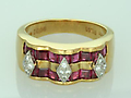 Ruby & Diamond Ring 18K Yellow Gold Size 6