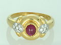 Ruby & Diamond Ring 18K Yellow Gold Size 6