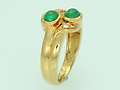 Emerald & Diamond Ring 18K Yellow Gold Size 6