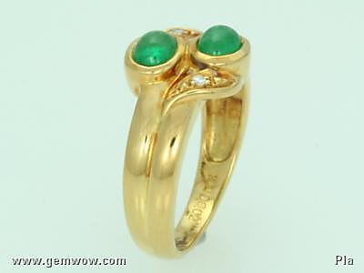 Emerald &amp; Diamond Ring 18K Yellow Gold Size 6, , 4.56 g, 0 x 0 x 0 x mm