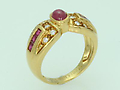 Ruby & Diamond Ring 18K  Yellow Gold Size 6