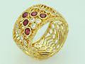 Ruby & Diamond Ring 22K  Yellow Gold Size 6.5