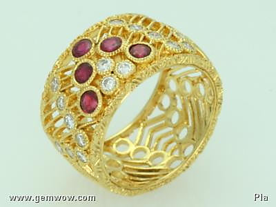 Ruby &amp; Diamond Ring 22K  Yellow Gold Size 6.5, , 6.85 g, 0 x 0 x 0 x mm