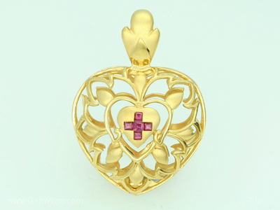 Ruby Cross Yellow Gold22K Heart Jewelry, , 14.99 g, 0 x 0 x 0 x mm