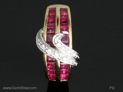 Platinum and 18k Yellow Gold  Ruby ring with Diamond, size 6, Corundum, 6.18 g, 0 x 0 x 0 x mm