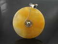 Yellow Jade Disc with Silver Pendant