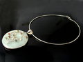 Jade Disc & Assorted Gems Silver Pendant with silver necklace