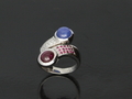 Ruby, Sapphire & Diamond Ring with White Gold