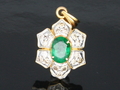 Emerald and Diamond  Pendant with Yellow Gold