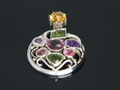 Amethyst, Spinel and Peridot  Pendant with 925 (Silver)