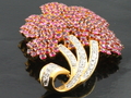 Ruby and Diamond Pendant ,Brooch with Yellow Gold