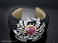 Stingray Leather With Ruby Silver(925) Bracelets